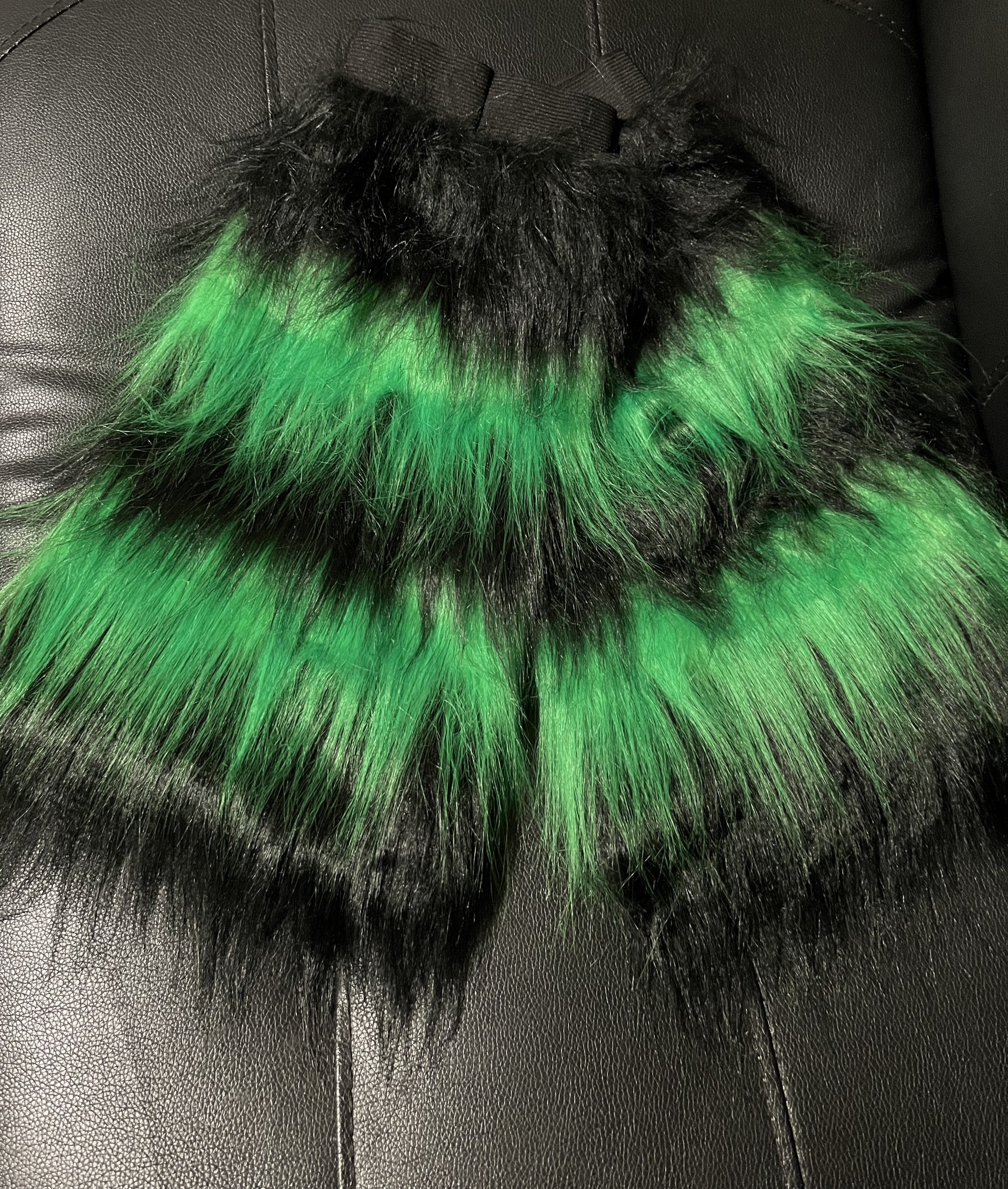 Green Black Tone Color Multi Furry Fluffy Legwarmer Leg  display picture 3