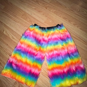Multi regenboog Toon kleur Multi harige pluizige beenwarmer beenwarmer Boot Cover vrouwen Halloween kostuum dans Clubwear Kerstmis cyber vrijgezellenfeest