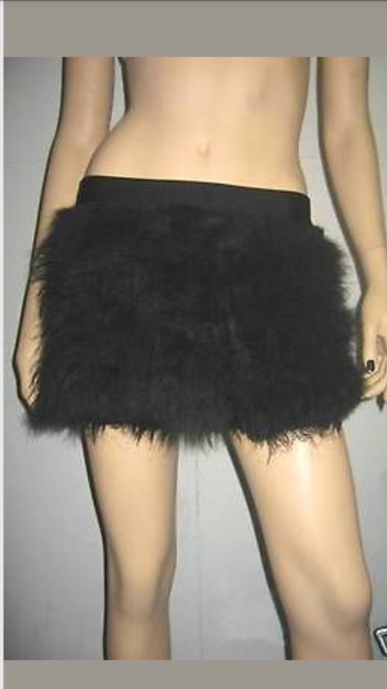 Black Furry Fluffy Skirt Halloween Costume Dance Clubwear Etsy