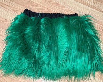 Disfraz de falda peluda y esponjosa de color verde oscuro para mujer, sexy, para fiesta de baile, club, festival, rave de piel, para Navidad, Halloween y cibernética.