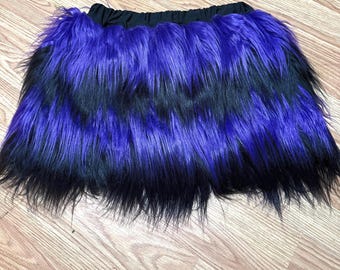 Purple blackFurry Fluffy skirt costume Fancy Sexy Dance Party Clubwear Flo Fur Rave Women Girls Christmas Night Halloween Cyber Holiday