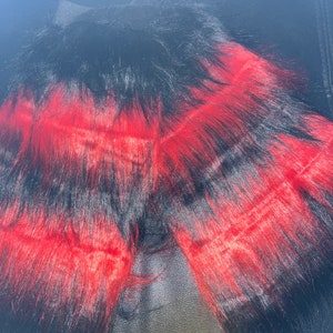 Red black 2 tone Stripe Furry Fluffy Legwarmer Boot/Cover Rave Cyber costume Dance Christmas Party Club Festival Run Usa Halloween