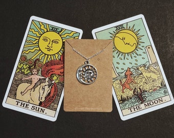 Sun and moon celestial silver necklace