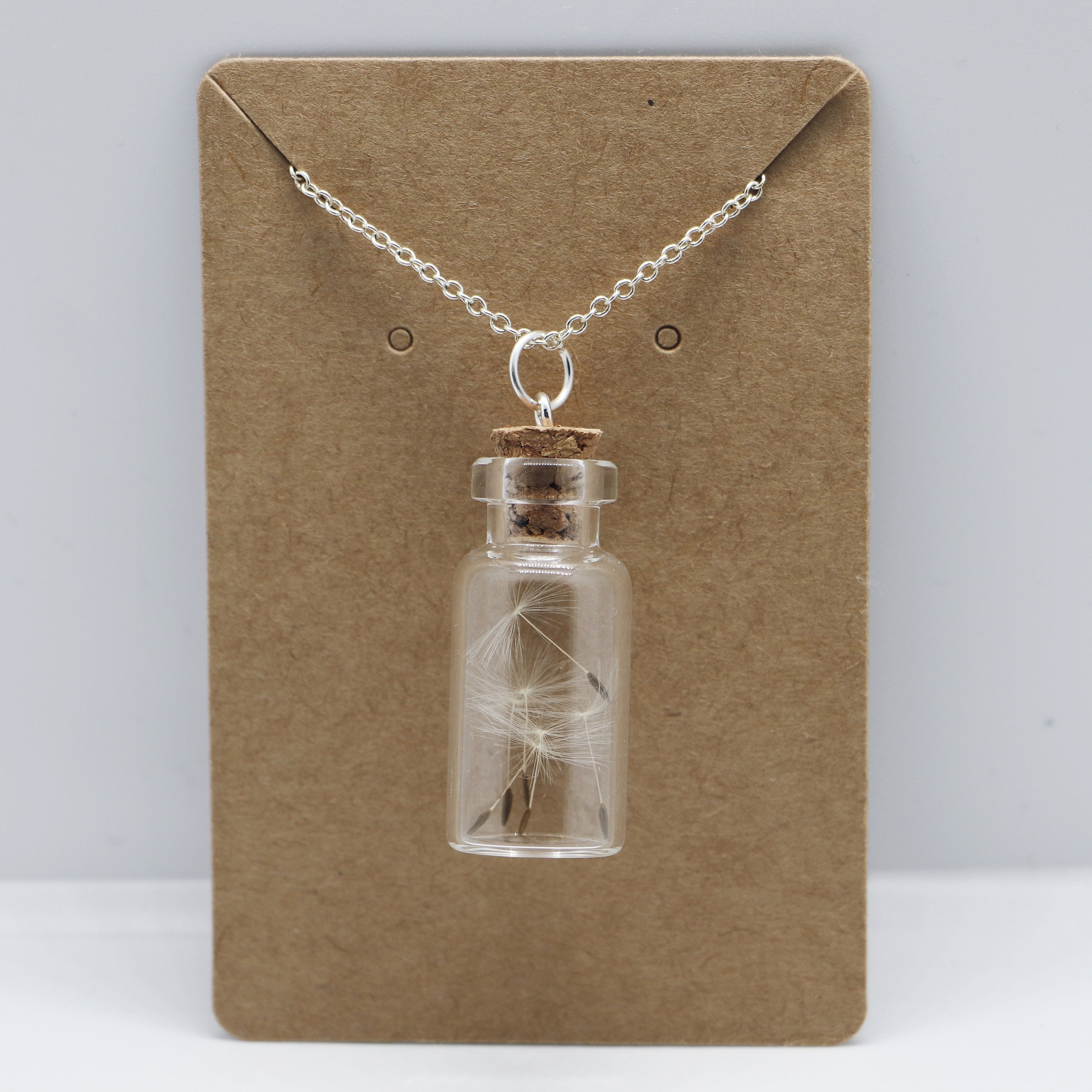 Make A Wish Glass Bottle Necklace on long 20 inch silver Etsy
