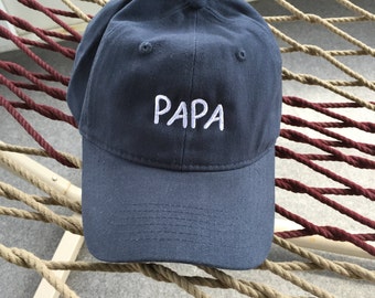 Papa Cap - Navy Blue With White Letters