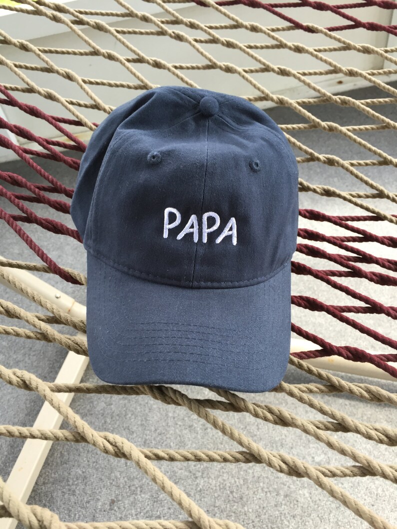 Papa Cap Navy Blue With White Letters image 1