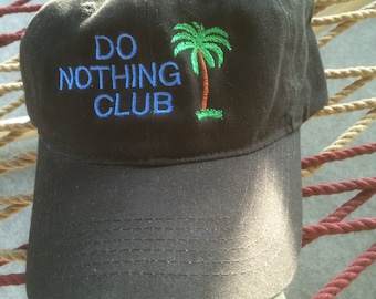 Do Nothing Club Cap- Black Floppy w/Blue Lettering