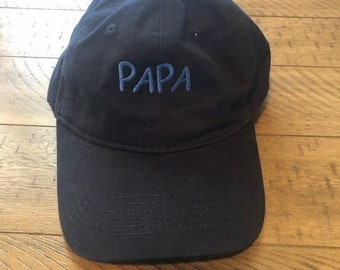 Papa Hat - Navy Blue Hat With Blue Letters