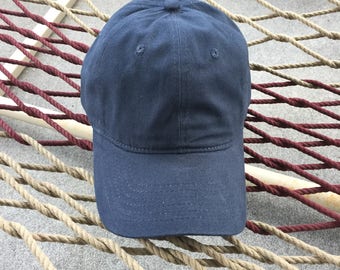 Plain Navy Blue Hat- Metal Adjustable buckle on the back
