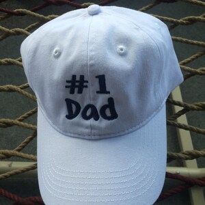 Dad #1 - White Hat With Navy Letters