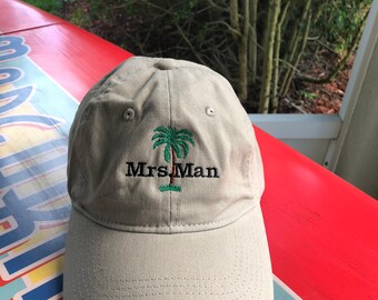 Mrs. Man Hat With Palm Tree - Kahki With Black Lettering