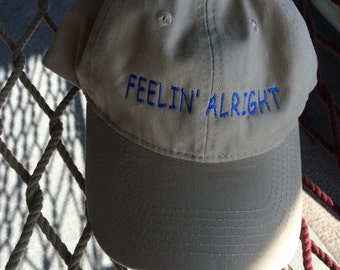 Feelin' Alright - Khaki w/Jay Blue Lettering