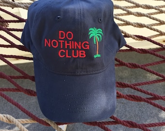 Do Nothing Club- Navy Hat With Red Letters