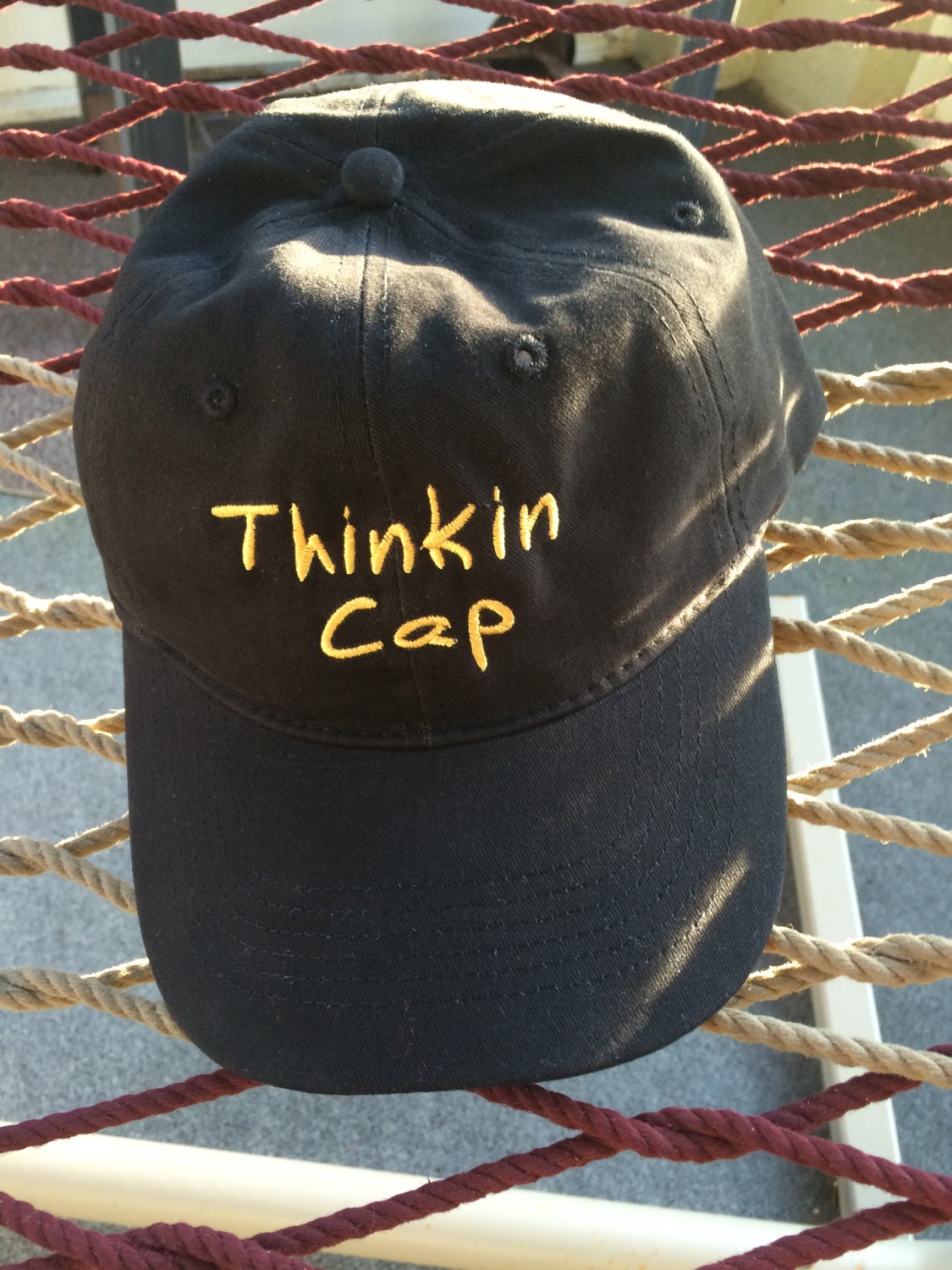 Thinkin Cap - Black W/gold Lettering - Reverses to Say 