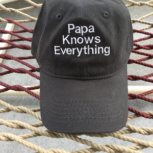 Papa Knows Everything Black Hat With White Letters image 1