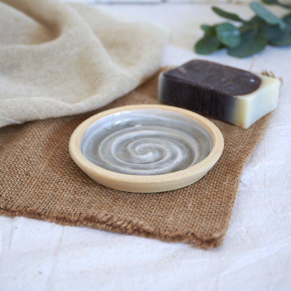 Hand-thrown Ceramic Soap Dish with Grey Glaze