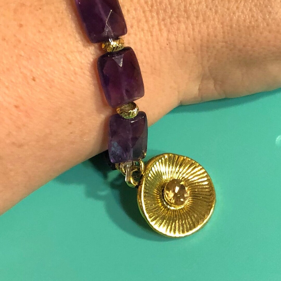 Just Made Beautiful Statement Genuine Stone Amethyst Bracelet Etsy