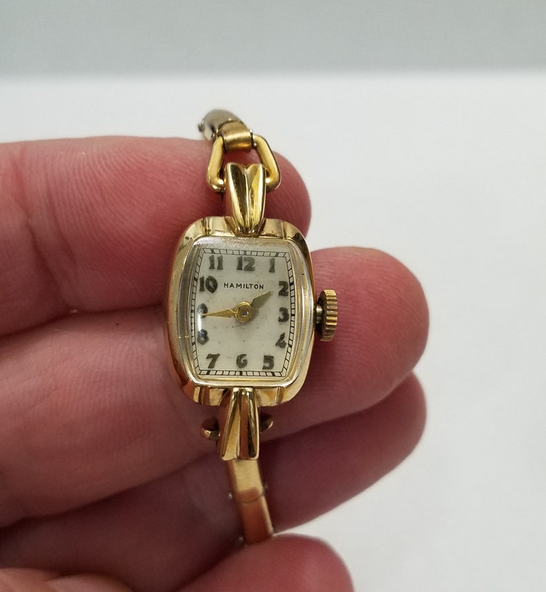 Ladies Women's Hamilton 10K Gold Filled Wristwatch w/ Etsy