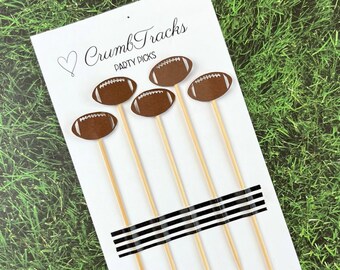 Football Party Cocktail Sticks, Set of 12 | Football Appetizer Sticks | Football Fondue Sticks | Football Picks