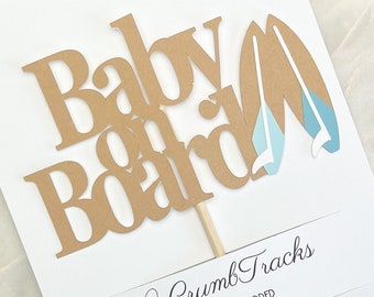 Baby On Board Cake Topper: Surfer Baby Shower Decor