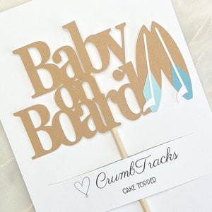 Baby On Board Cake Topper Surfer Beach Theme Party Decorations Surfer Baby Shower Decor Pregnancy Beach Photo Prop