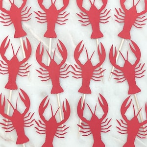 Crawfish Cupcake Toppers, 12 | Mud Bugs | Crawfish Boil | Cajun Boil Party | Pinch Peel Eat