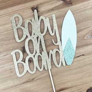 Baby on Board Cake Topper, Surfer Baby Shower, Diaper Cake Topper, Baby Shower Decor, Surf Theme Shower, Beach Baby, Pregnancy Photo Props