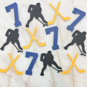 Hockey Cupcake Toppers: Customizable Sports Party Decorations - Set of 12