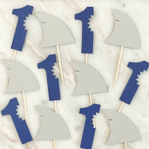 Shark Fin Cupcake Toppers: Shark Week Party Decorations - Set of 12