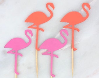 Flamingo Cupcake Toppers, Set of 12 | Flamingo Birthday | Tropical Theme | Bachelorette | Flamingo Birthday | Flamingo Pick | Lets Flamingle