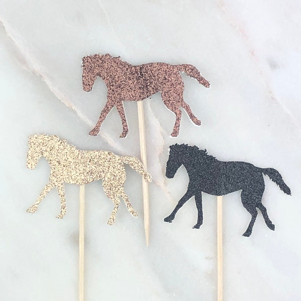 Horse Cupcake Toppers, Set 12,  Western Cupcake Toppers, Rodeo Party Decor, Horse Party Supplies, Wild Horse Birthday, Pony Party