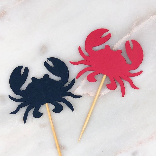 Crab Cupcake Toppers, 12 | Beach Party | Pool Party | July 4th | Memorial Day | Blue Crab | New England | Party Favors | Crab Cake Toppers