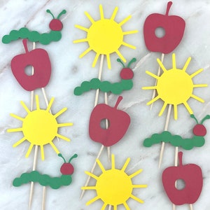 The Very Hungry Caterpillar Cupcake Toppers, Set of 12 | Children&#39;s Story Book Cupcake Toppers