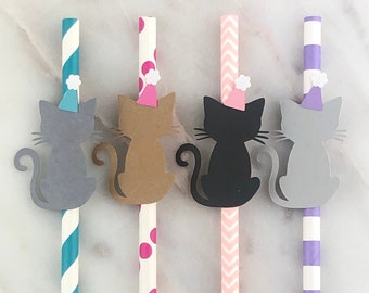 Kitty Cat Birthday Party Straws: Cat Theme Decorations