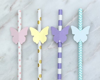 Butterfly Paper Party Straws - Set of 12