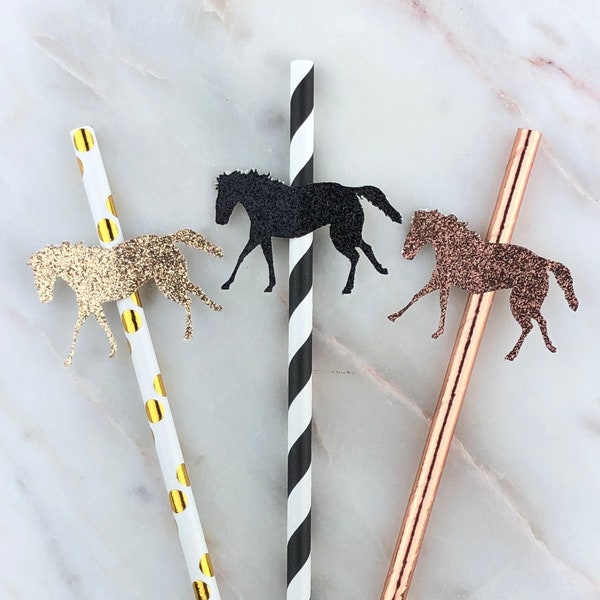 Horse Party Decor, Set of 12 Paper Straws | Western Party Supplies | Horse Party Decorations | Cowgirl Party Supplies | Rodeo