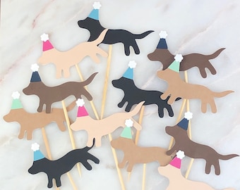 Puppy Dog Birthday Cupcake Toppers, Dog Theme Birthday Decorations, Puppy Party Cake, Puppy Party Hats, Let's Pawty