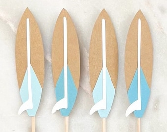 Surfboard Cupcake Toppers, 12 | Luau | Surf Party | Pool Party | Beach Party | Luau Decorations | Hawaiian Theme | Surfs Up | Summer Party