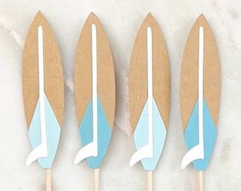 Surfboard Cupcake Toppers, 12 | Luau | Surf Party | Pool Party | Beach Party | Luau Decorations | Hawaiian Theme | Surfs Up | Summer Party