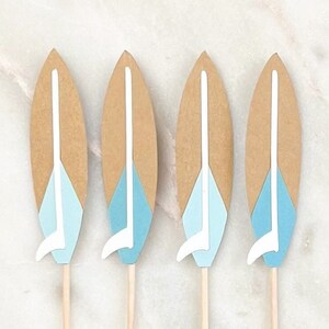 Surfboard Cupcake Toppers: Luau, Beach, Summer Party Decorations (12)