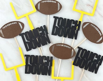 Football Cupcake Toppers: Game Day Party Decorations - Set of 12