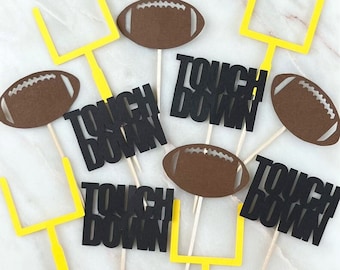 Football Cupcake Toppers, 12 | Flag Football Party | Super Bowl Party Decor | Tailgating