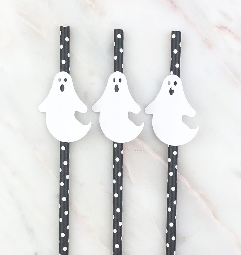 Halloween Party Straw, 12 Halloween Party Decor Spooky Cocktail Drinks Halloween Party Ghost Party Decor image 2