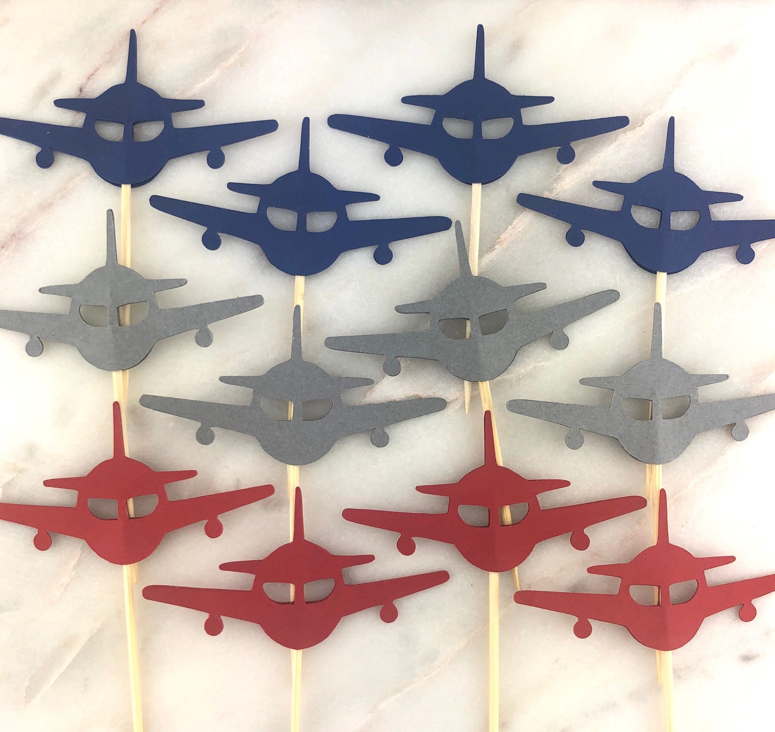 Airplane Cupcake Toppers 12 Airplane Toothpicks Boys Etsy
