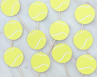Tennis Ball Cupcake Toppers - Set of 12