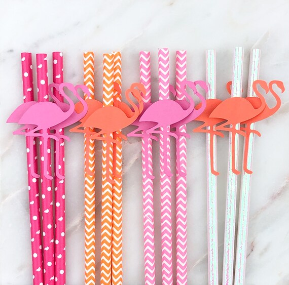 Honeycomb Flamingo Straws - Set of 12