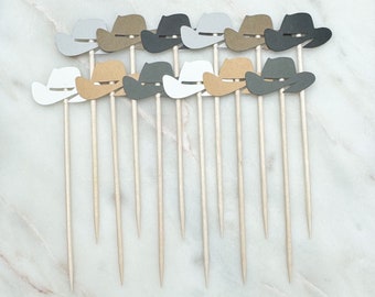 Cowboy Hat Cocktail Toothpicks: Western Party Decor - Set of 12