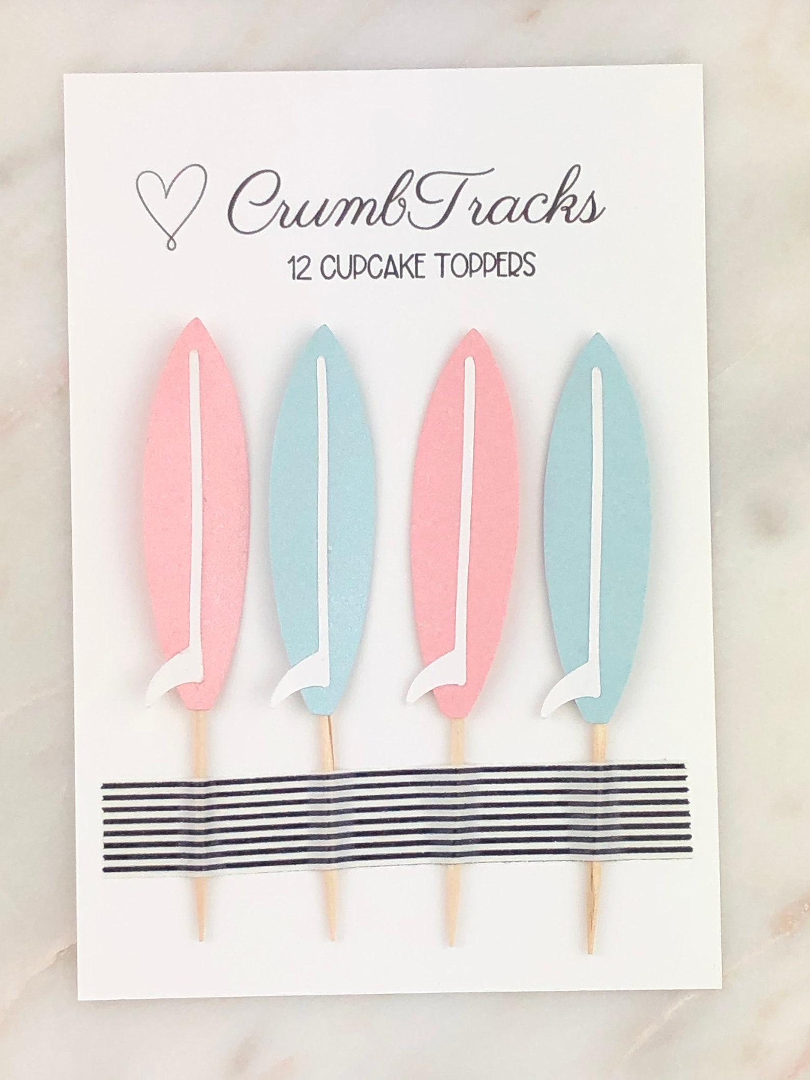 Surfboard Cupcake Toppers Set of 12 Surfer Baby Shower Pink Etsy
