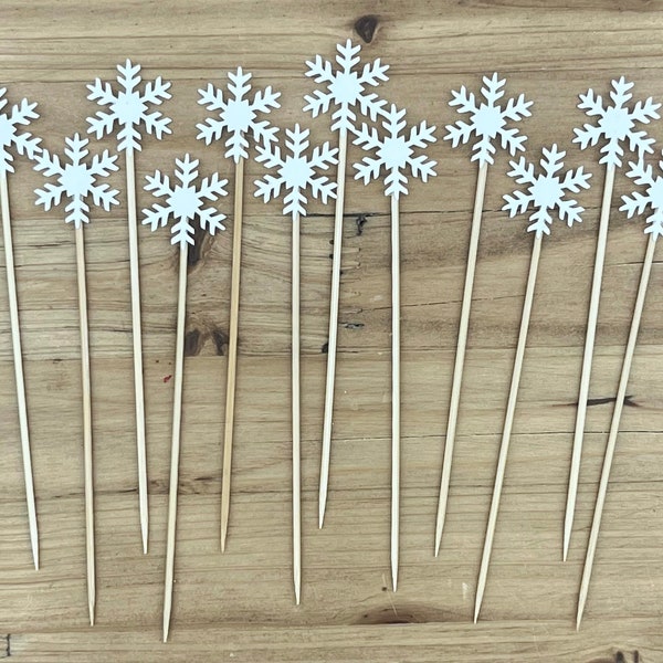 Snowflake Cocktail Toothpicks, 12 | Snowflake Appetizer Sticks | Christmas Appetizer Toothpicks | Christmas Dinner | Christmas Cocktails