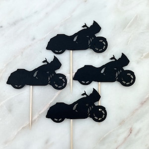 Motorcycle Cupcake Toppers, Set of 12 | Harley Davidson Road Glide Toothpicks | Retirement Party